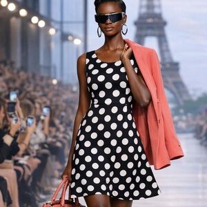 Black and White Polka Dot Swing Dress